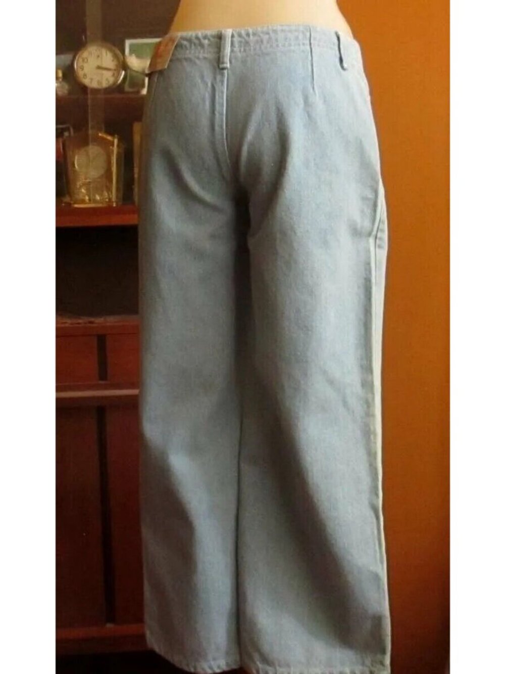 Women's Denim Jeans sz 14 29x27 True Vintage Light Wash Wide Leg 100% Cotton